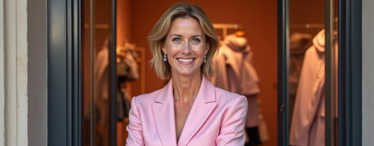 La fondatrice de Brise Blanche souriante dans l'ambiance chaleureuse de sa boutique parisienne du 8ème arrondissement.