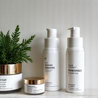 Client photo montrant une composition de produits de soins