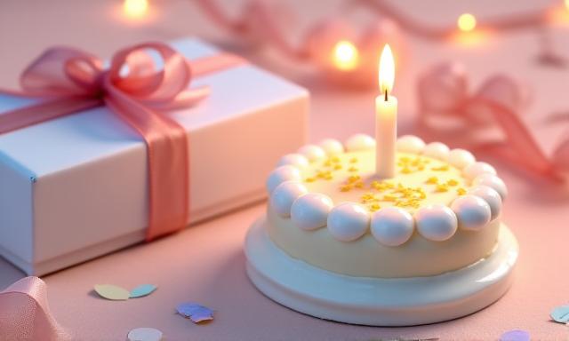 Décoration chic pour un anniversaire avec bougies et ruban rose.